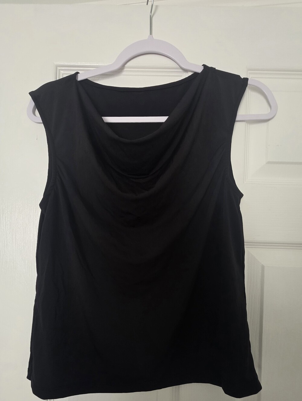 NWOT HALARA Black Draped Neck Sleeveless Tank SZ XS